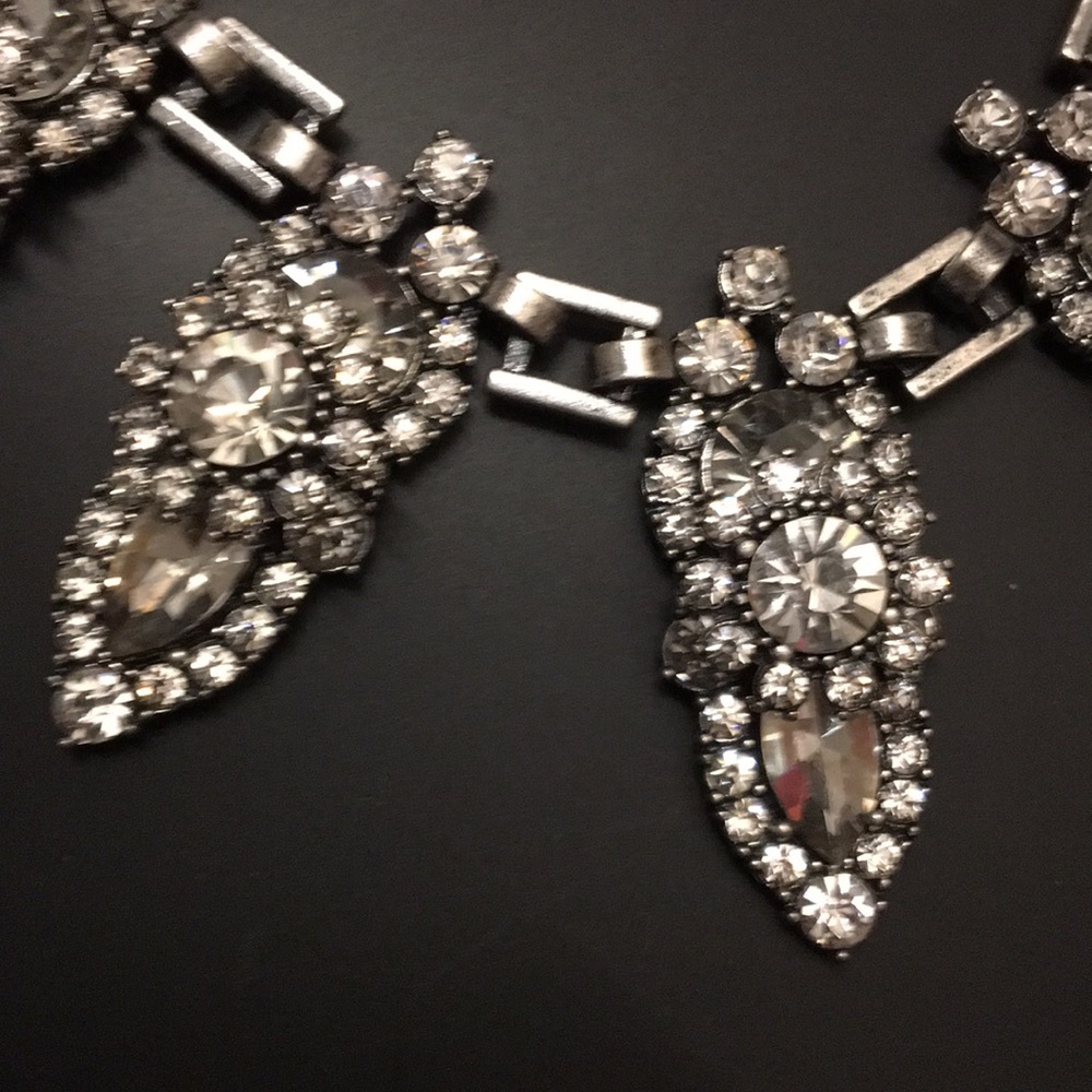 Silver Bling Rhinestone Statement Necklace - Picture 2 of 3