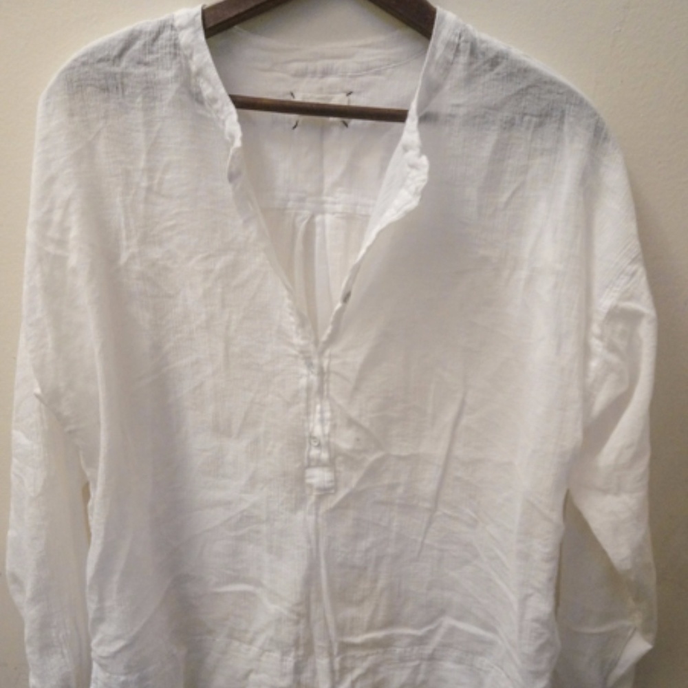 Lou & Grey crinkle cotton Henley Top: EUC