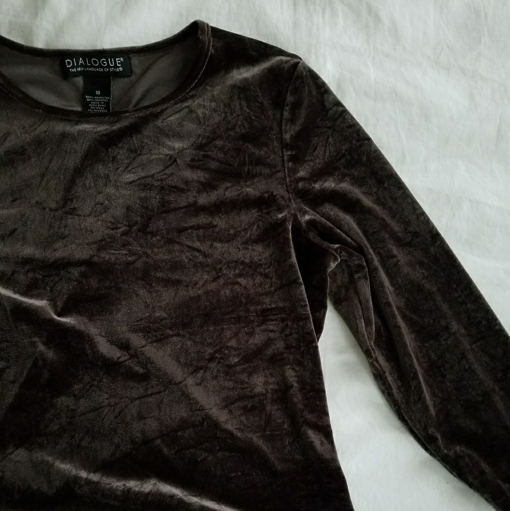 Dark Green Velvet Long Sleeve Shirt - Picture 5 of 6
