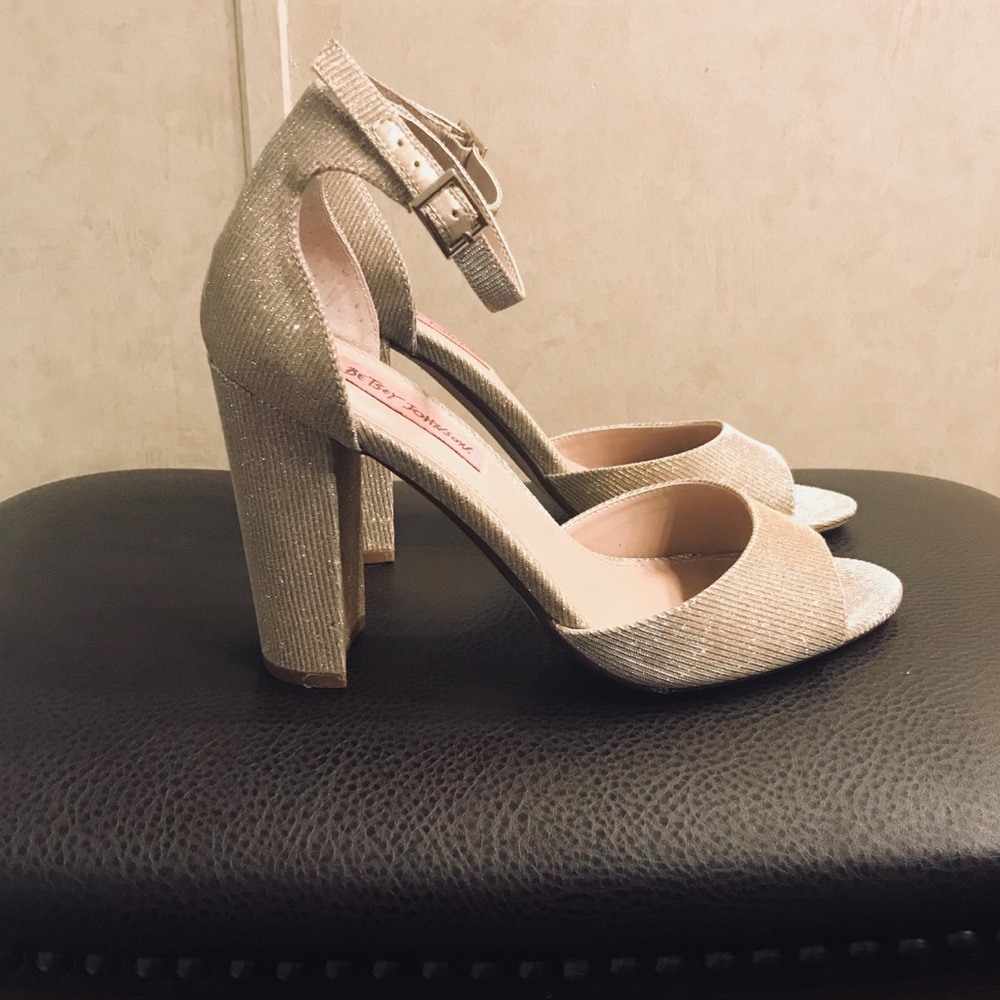 Betsey Johnson - Sparkling Gold Heels w/ Strap