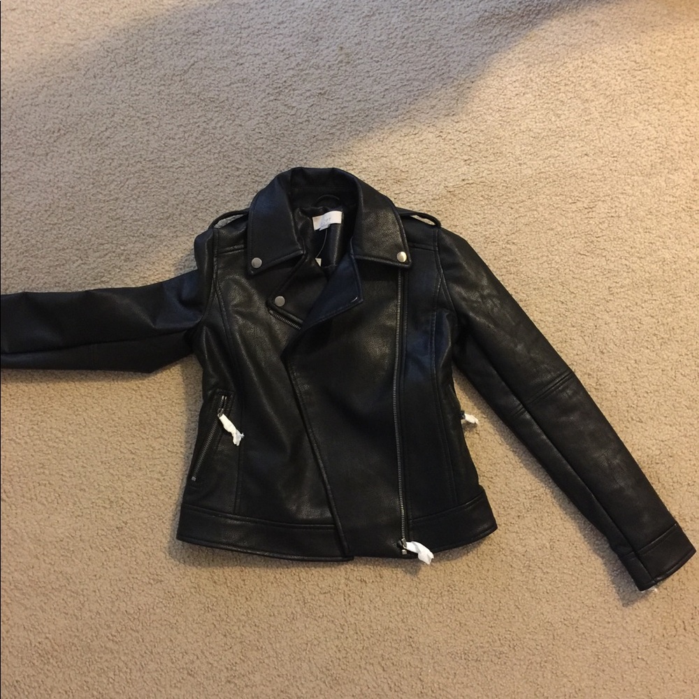 Faux leather motorcycle jacket