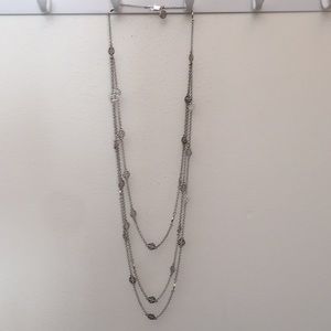 Tory Burch Multi strand silver toned necklace