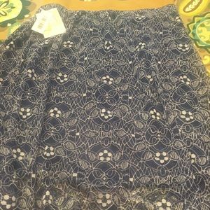 NWT M LuLaRoe Lola navy and lace midi skirt