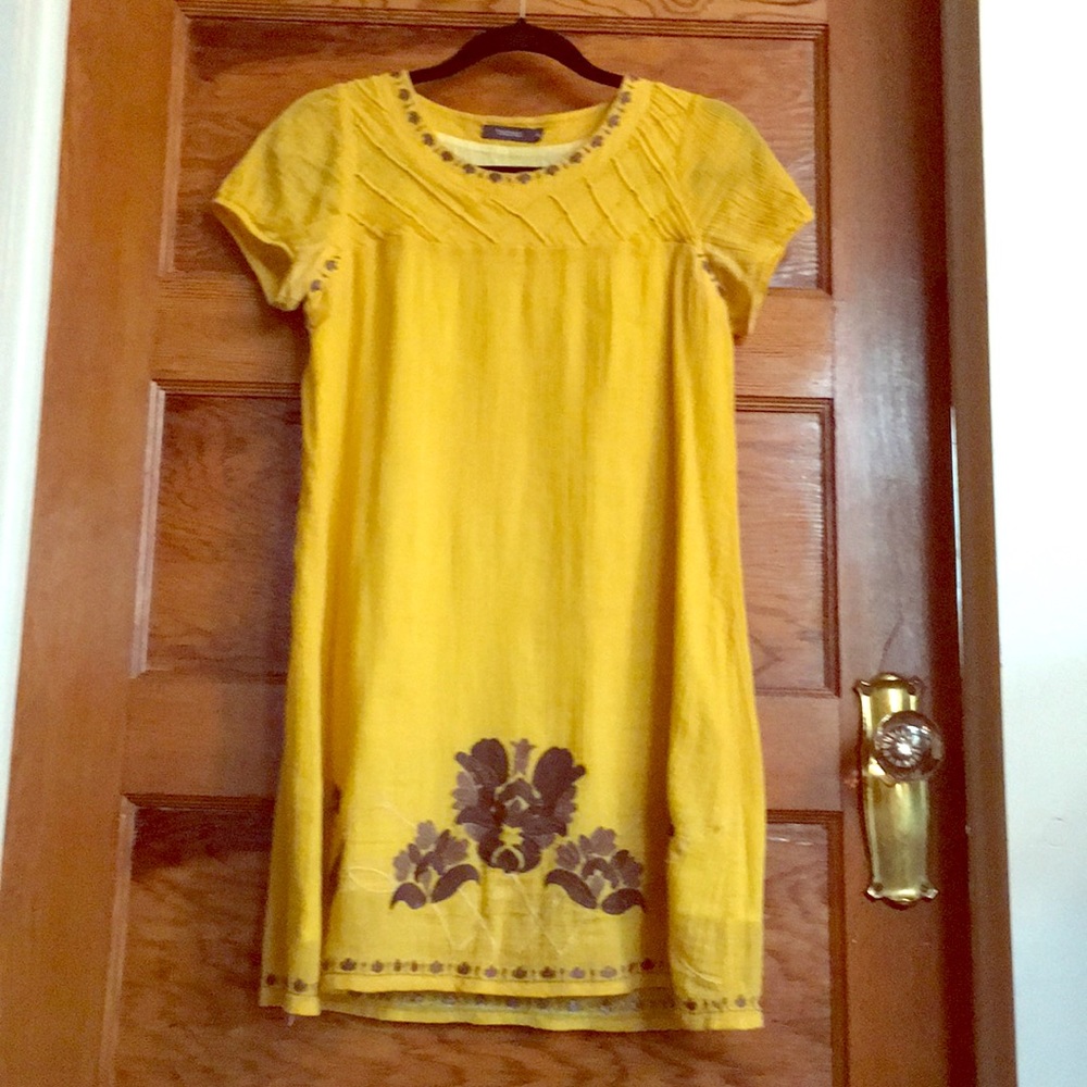 Sunny yellow embroidered dress. THEME size M