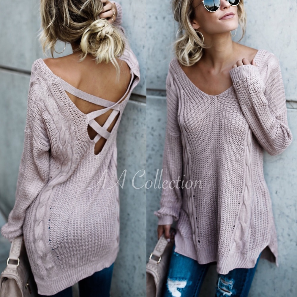 criss criss back loose cable knit sweater Sold - Picture 3 of 7