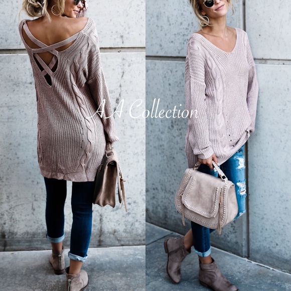 criss criss back loose cable knit sweater Sold - Picture 6 of 7