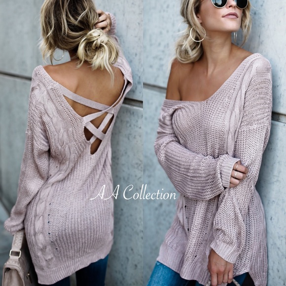 criss criss back loose cable knit sweater Sold - Picture 2 of 7