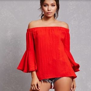 Off the shoulder bell sleeve top