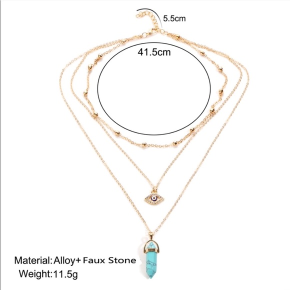 Multi Layer Crystal Eye Necklace Bohemian - Picture 4 of 4