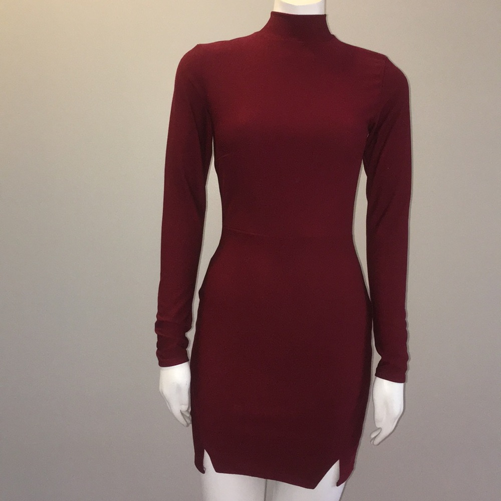 Deep Red Long Sleeve Bodycon