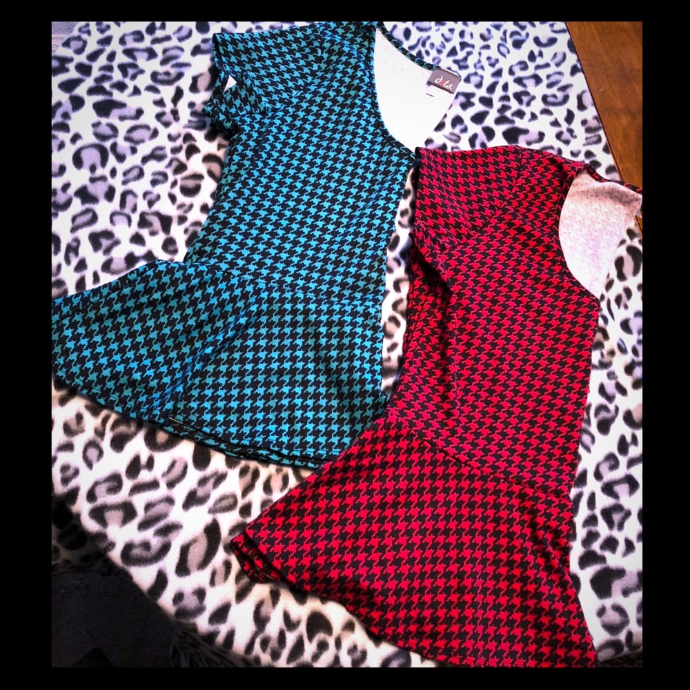 Houndstooth Peplum Bundle ❤️🖤💚 NWOT
