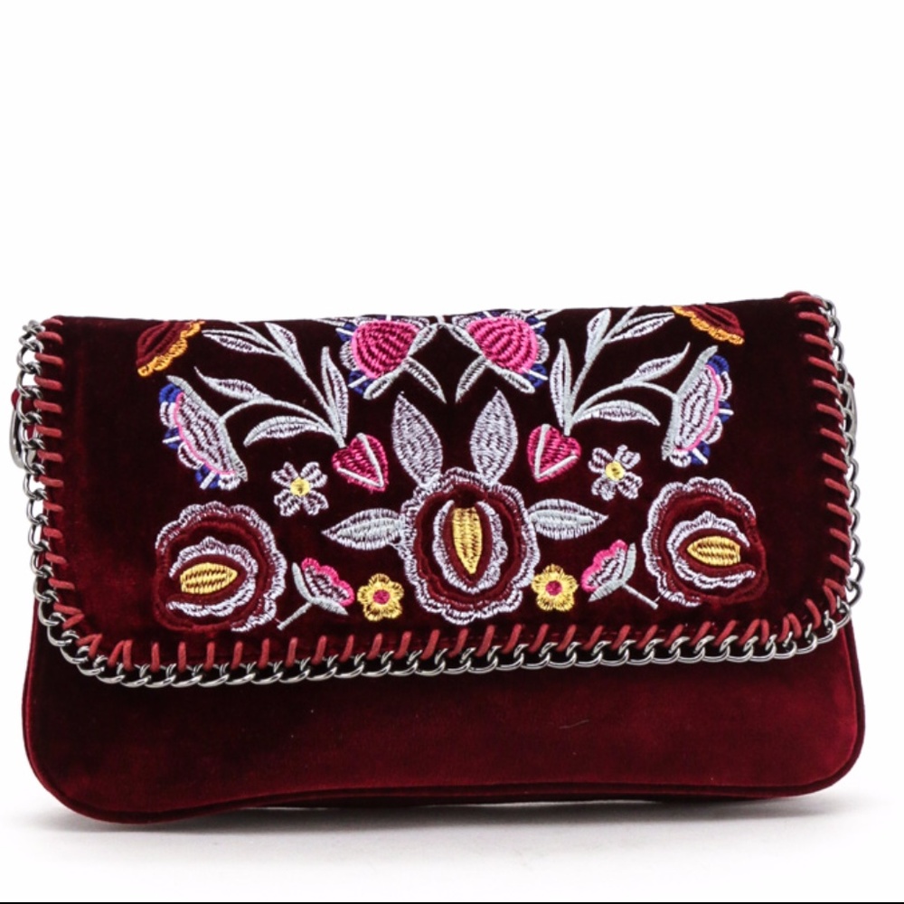 New Embroidered Velvet Shoulder Bag