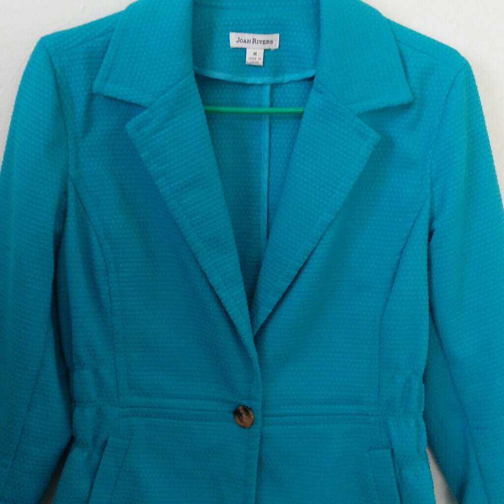 Joan Rivers sky blue jacket