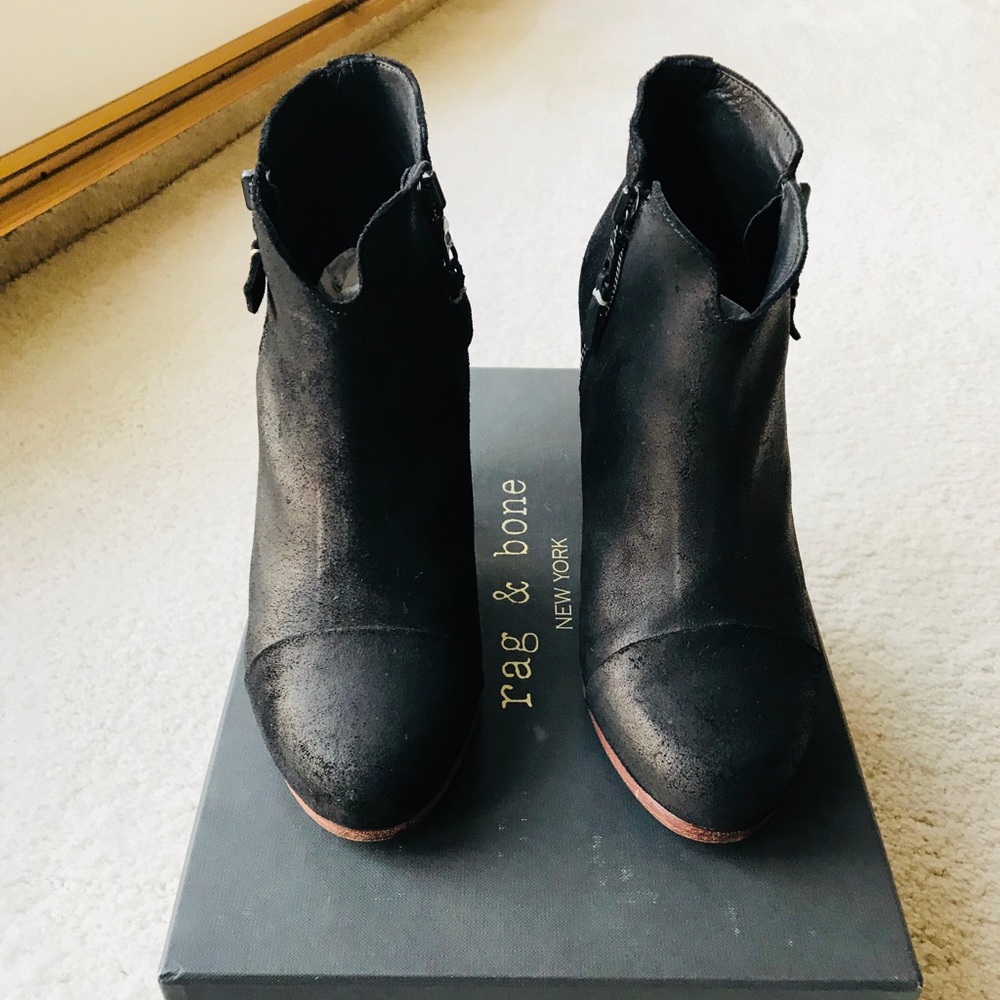 Rag and bone Suede Round-Toe Ankle Boots  size 38