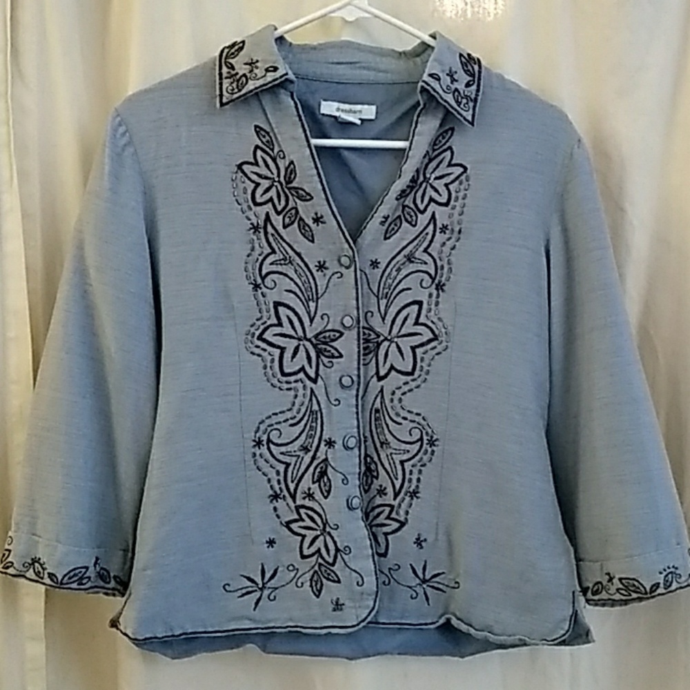 Medium Dress barn blue jacket with brown beading
