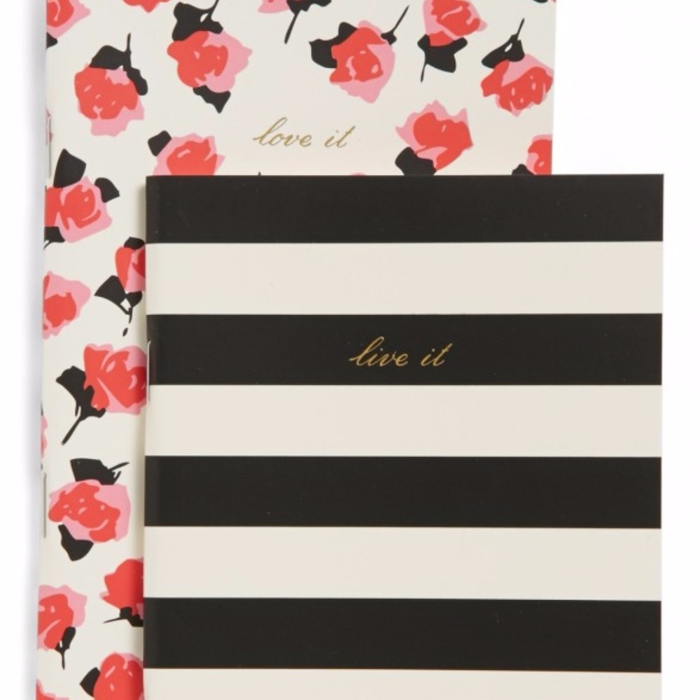 Kate Spade Set of 2 Notebooks Black White Rose