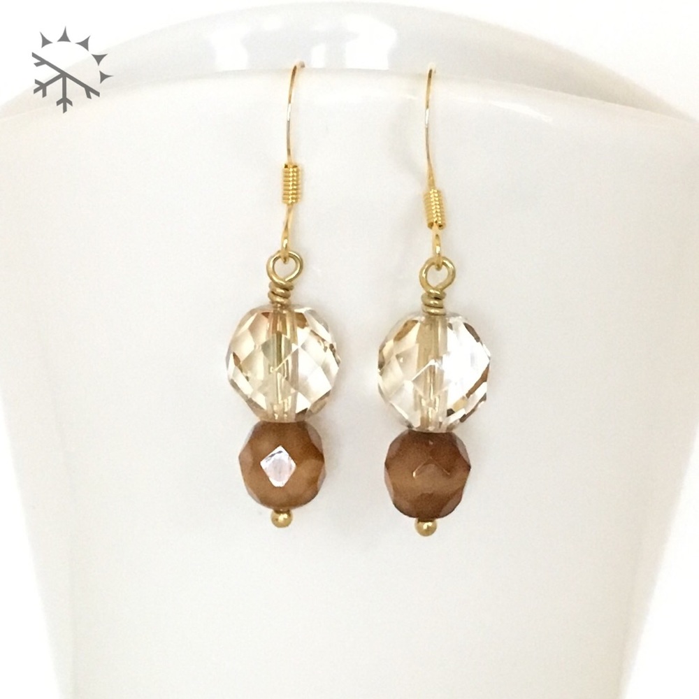 18K Gold & Crystal Dainty Drop Earrings