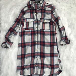 Plaid flannel button down dress size small