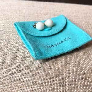 Tiffany & Co. white dolomite 10mm studs with pouch