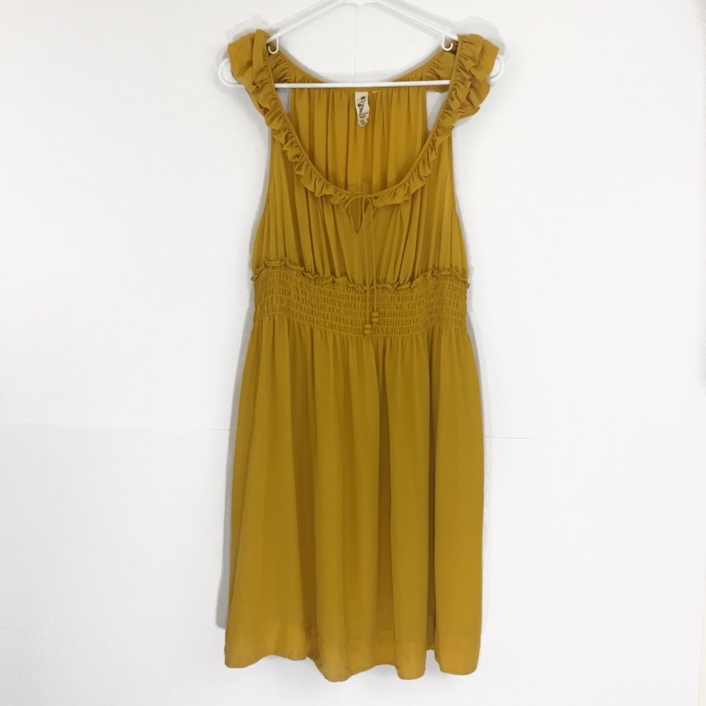 Anthropologie Floreat Golden Yellow Dress