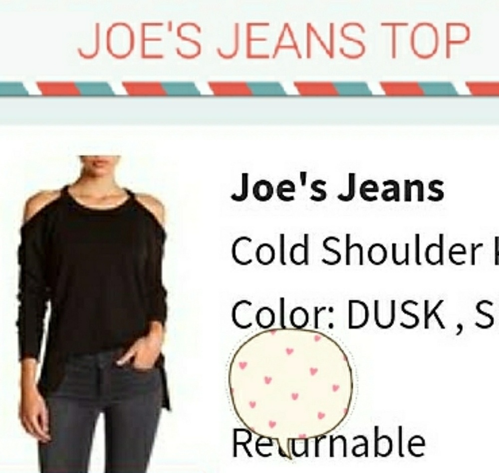 JOES JEANS COLD SHOULDER DISTRESSED TOP