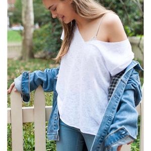 Project Social T Textured-Knit V-Neck Tee