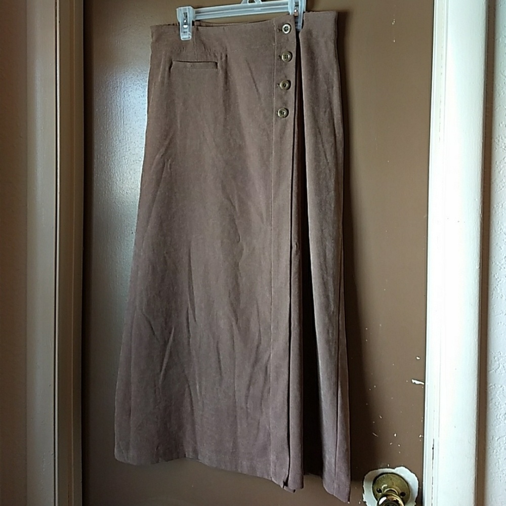 Taupe wrap around skirt. Christopher & Banks