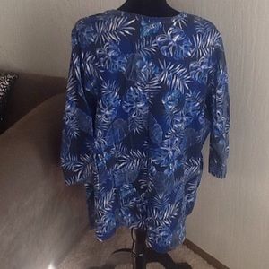 Woman Within Tops - Blue Leafy Design Top Woman Within Tops - Blue Leafy Design Top