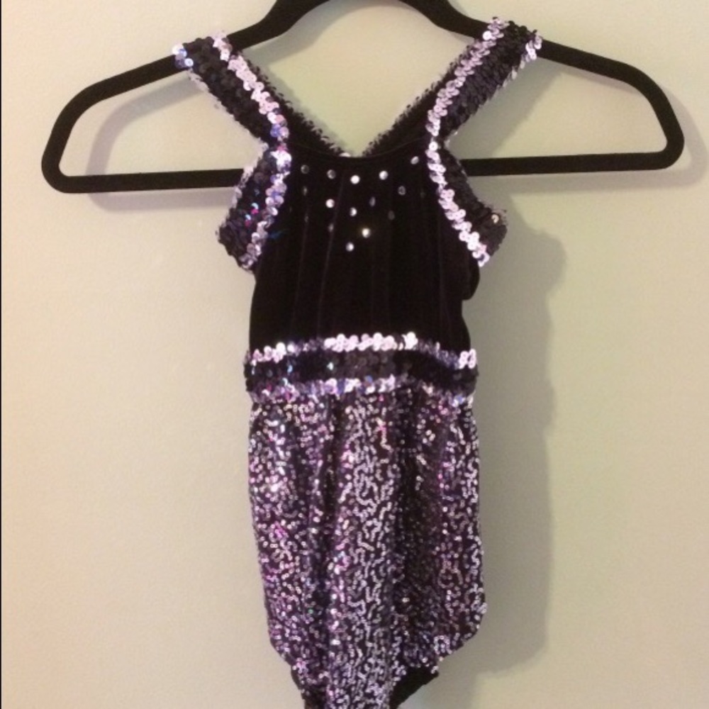 Black sparky dance top with jazz pants