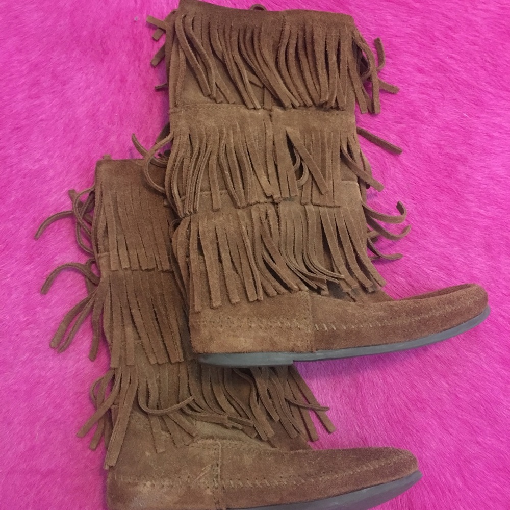 Brown moccasin boots