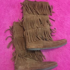 Brown moccasin boots