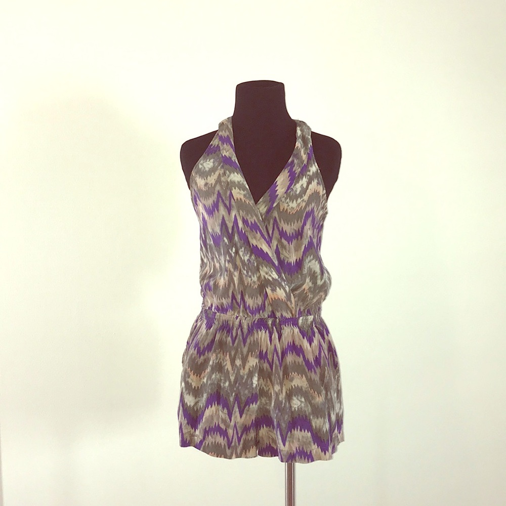 Zigzags design purple and gray romper