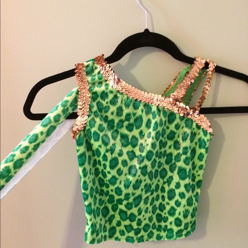 Green cheetah print dance or acro costume
