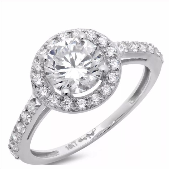 SALE⭐️2.60Ct Diamond Halo Engagement 14K Gold Ring