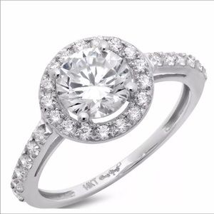 SALE⭐️2.60Ct Diamond Halo Engagement 14K Gold Ring