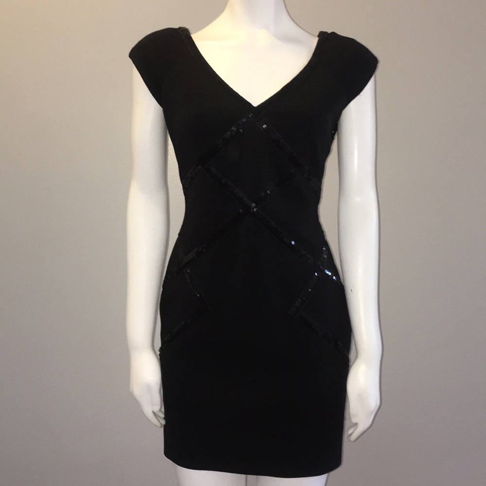 Black Mini V Neck Dress