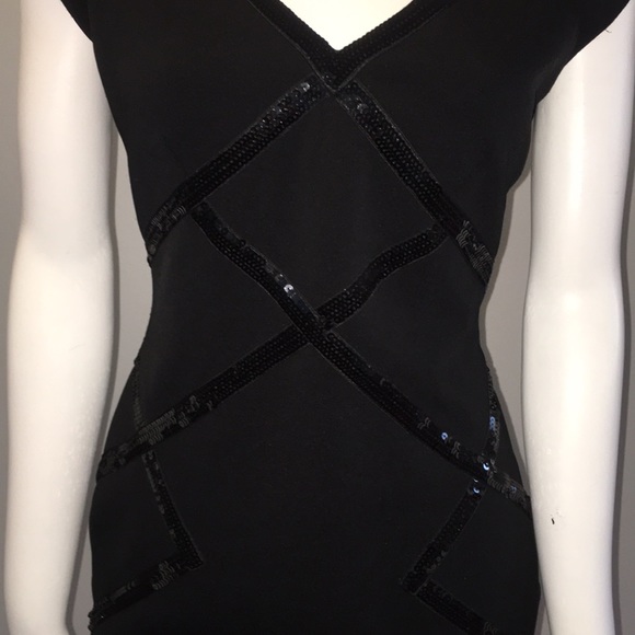 Black Mini V Neck Dress - Picture 2 of 3