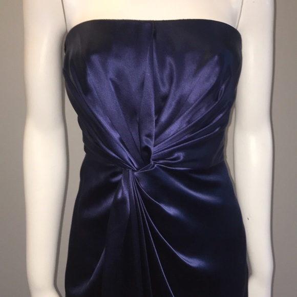 Navy Purple Silk Strapless Dress - Picture 2 of 4
