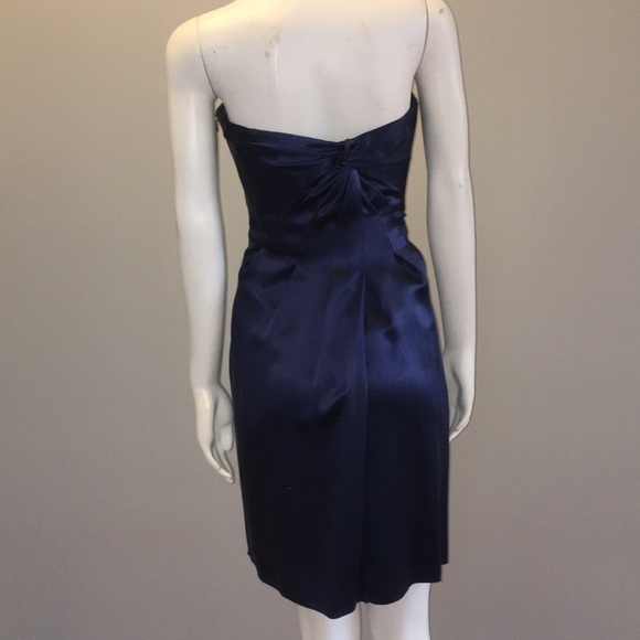 Navy Purple Silk Strapless Dress - Picture 3 of 4