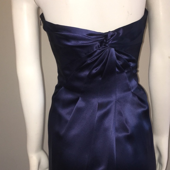 Navy Purple Silk Strapless Dress - Picture 4 of 4