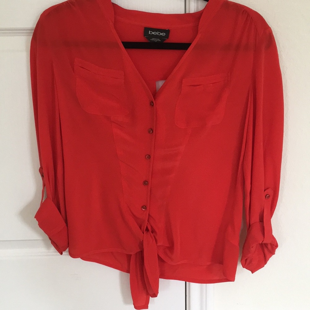 Button down blouse with tie front