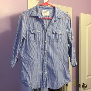 America Eagle White & Blue Button Up