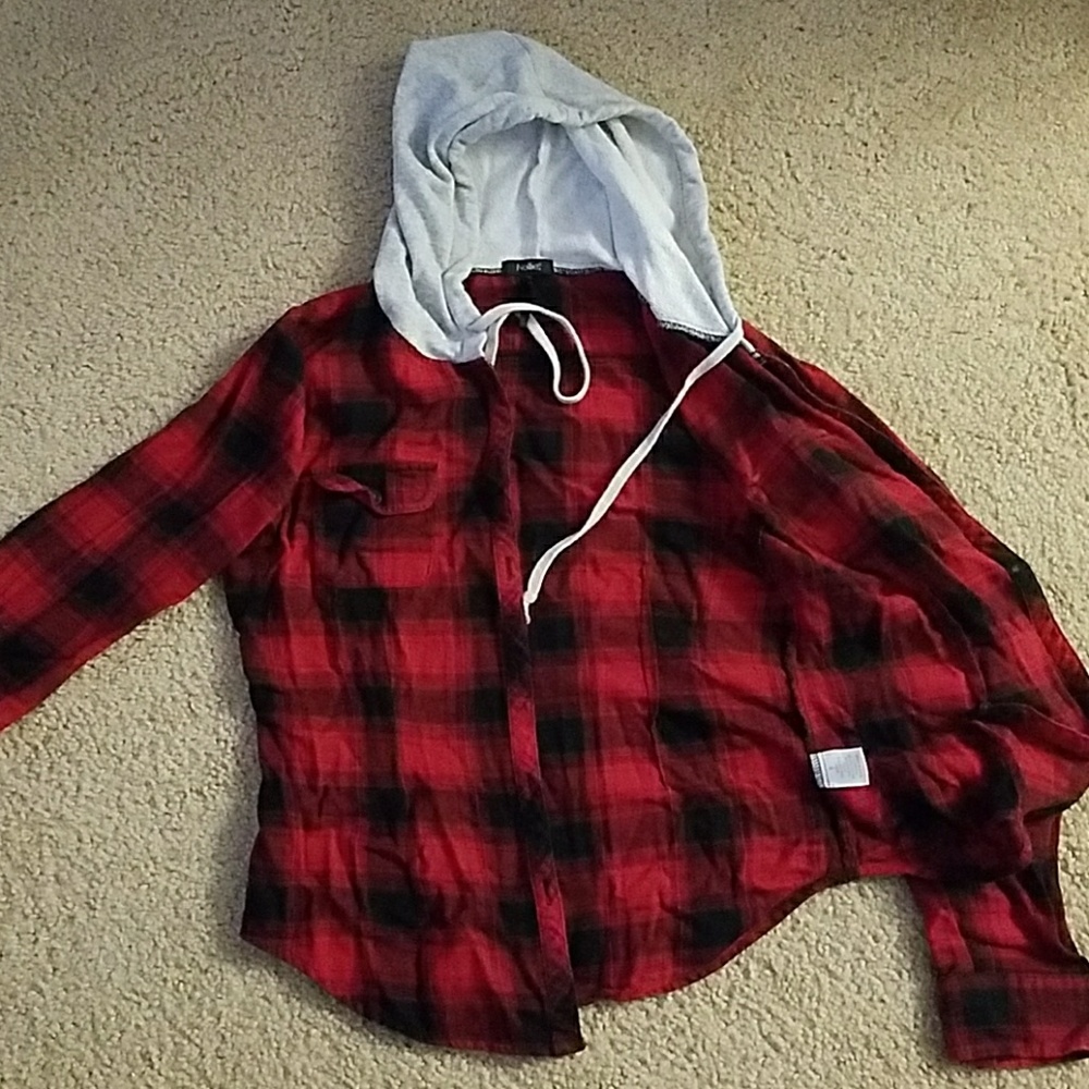 Hooded flannel shirt