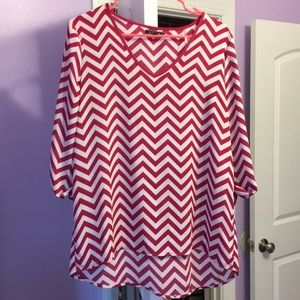 Chevron Pattern Pink/White Blouse