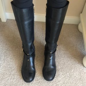 Tory Burch BRITA Tall Black Leather Boots