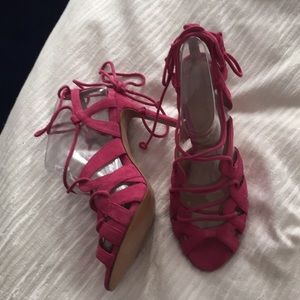Hot Pink Lace Up Banana Republic Heels