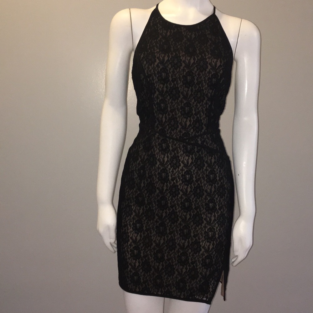 Black Lace Body Con Dress