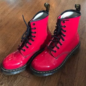 shiny red doc martens