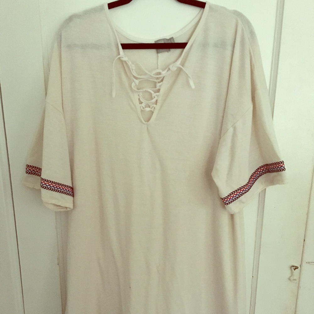 Asos Curve White Tunic Dress Embroidered