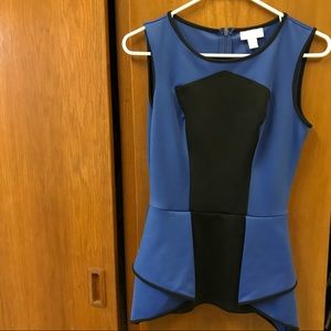 Blue and black peplum top